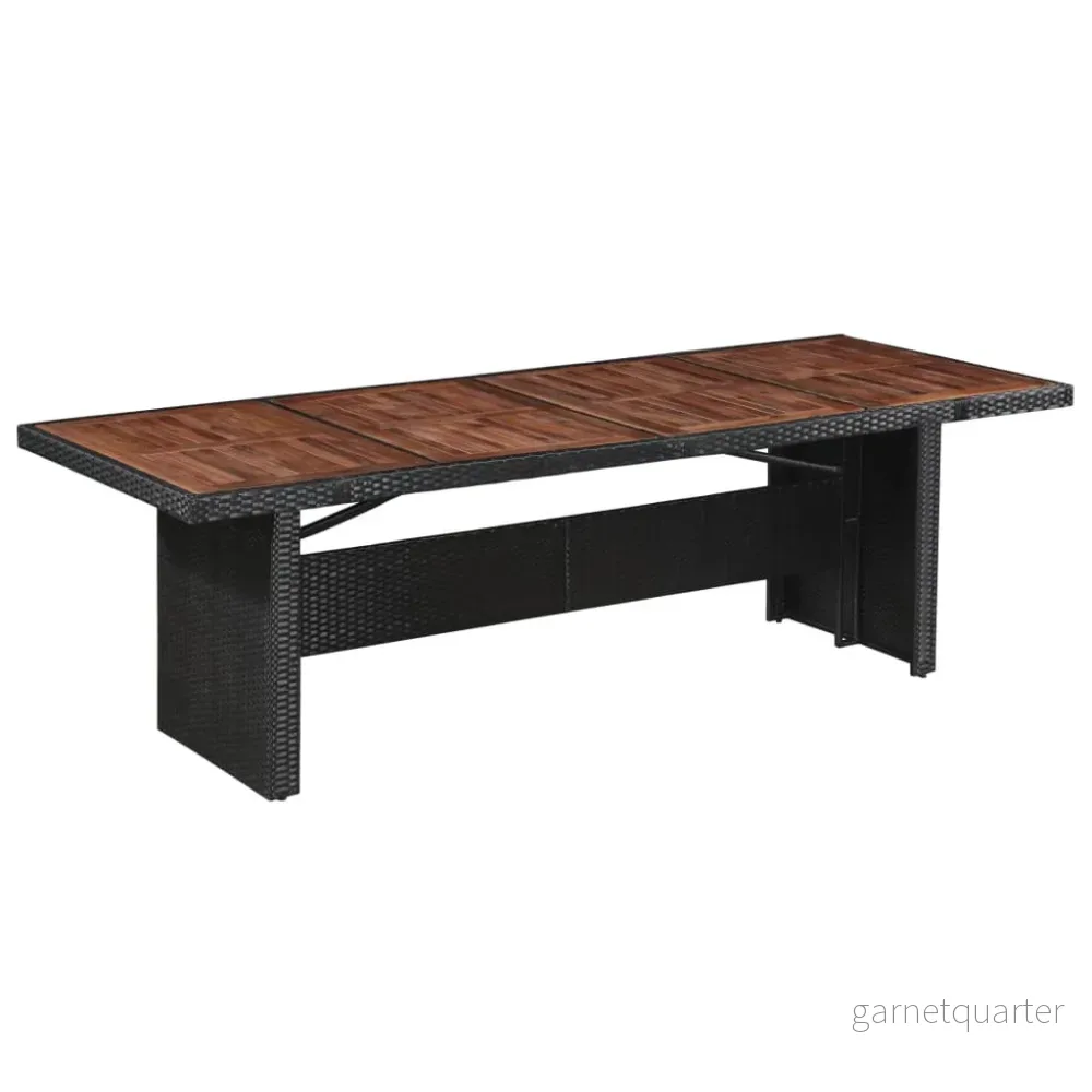 NNEVL Trädgårdsbord 240x90x74 cm – Polyrattan & massiv akacia