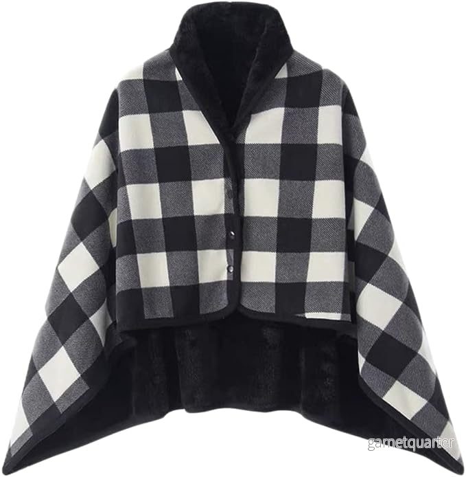Varm indendørs hygge poncho - One size. Blød & lækker fleece med knapper. - Bild 3