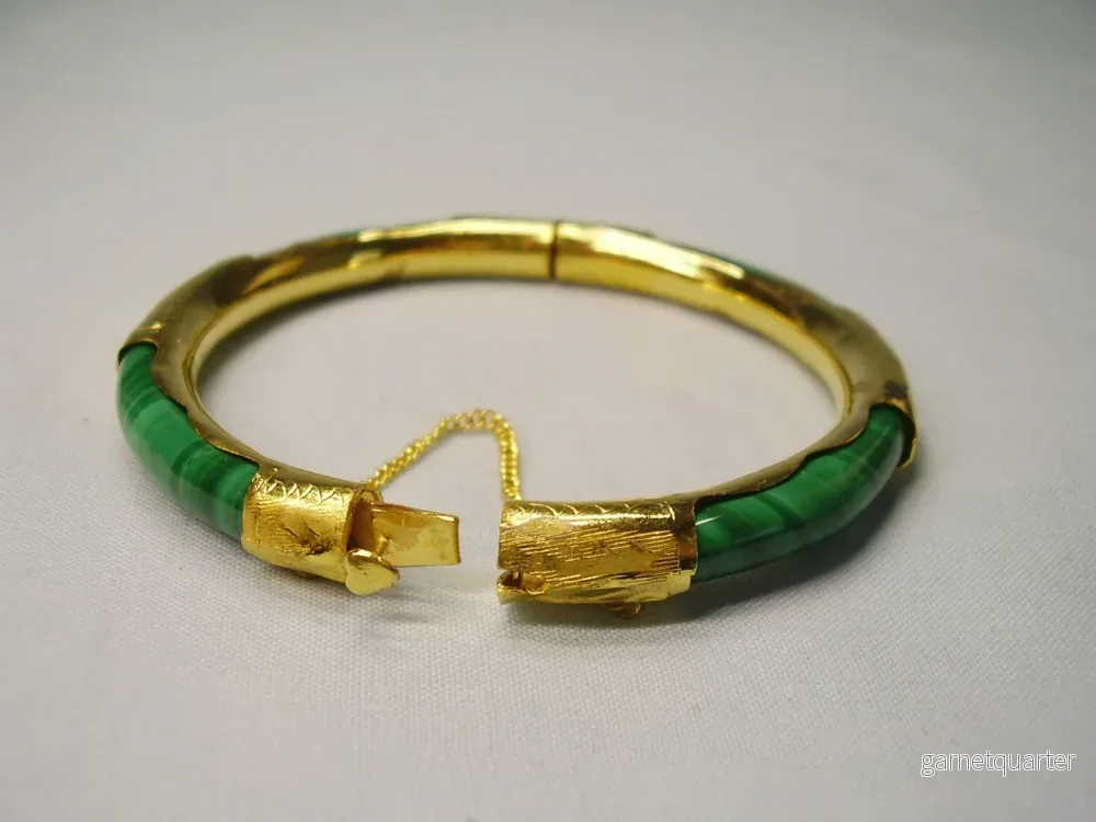 Vintage Armband - Malakit och Gulmetall - Bild 3