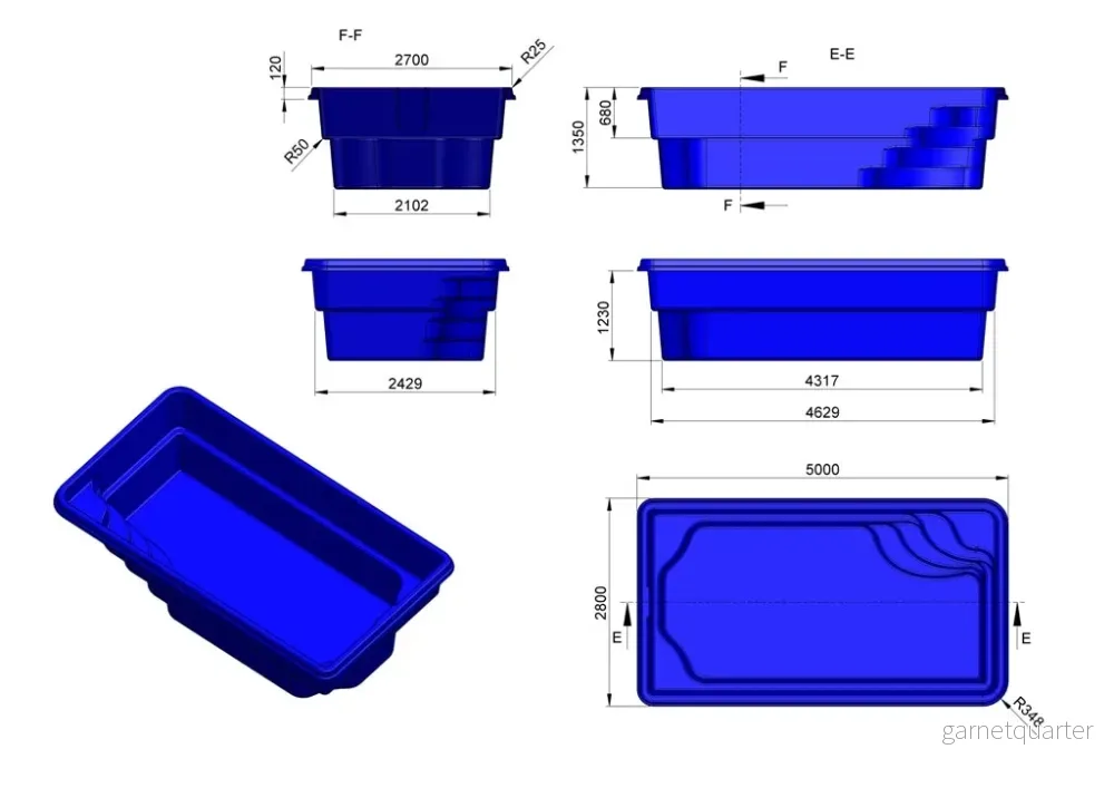 Glasfiberpool Torneträsk 5,00m x 2,80m x 1,35m - Bild 3