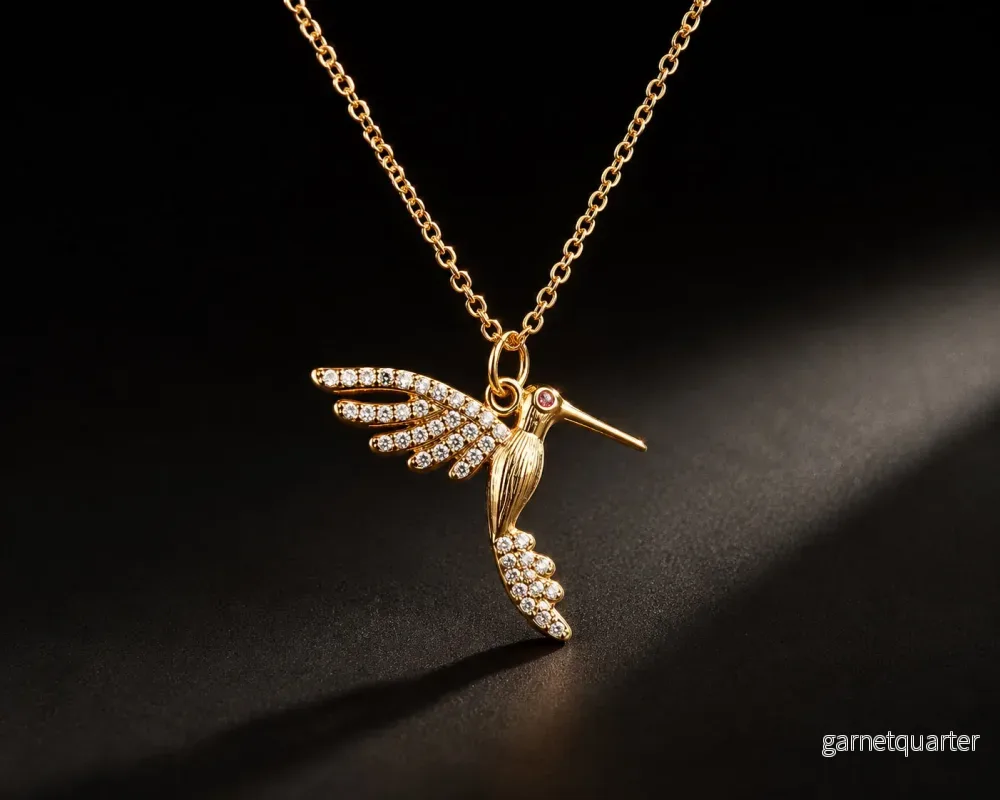 Hackspett Kolibri Fågel Smycke – 18K Guldpläterat – Halsband med Berlock