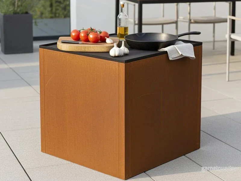 Utekök bord i cortenstål CUBY – 80 × 80 cm - Bild 3