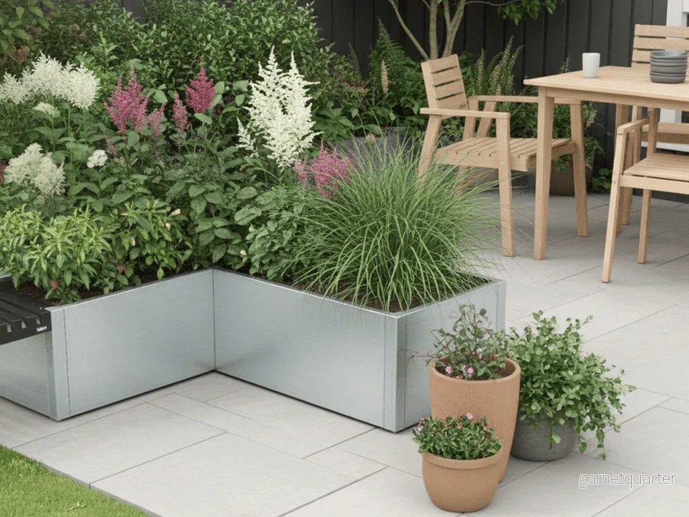 Vinklad blomlåda i galvaniserat stål CUBY – H40 cm, flera längder - Bild 3