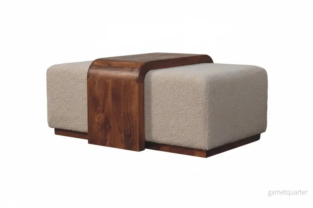 Arden Bench Duo | Skandinavisk bouclé-bänk i massivt mangoträ - Bild 3