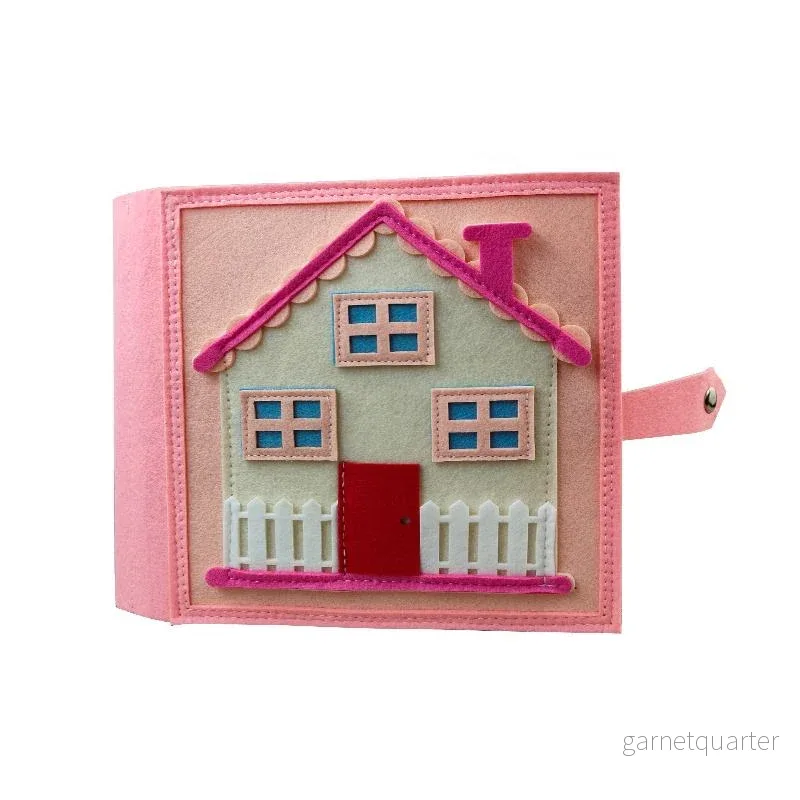 Aktivitets- och känselbok Hus - Rosa