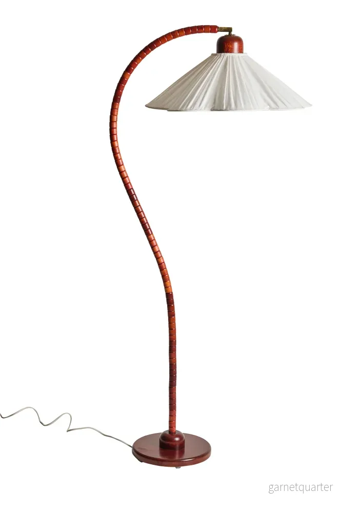 Golvlampa Markslöjd Svanhals – Mahognybetsad bok, sent 1900-tal - Bild 3