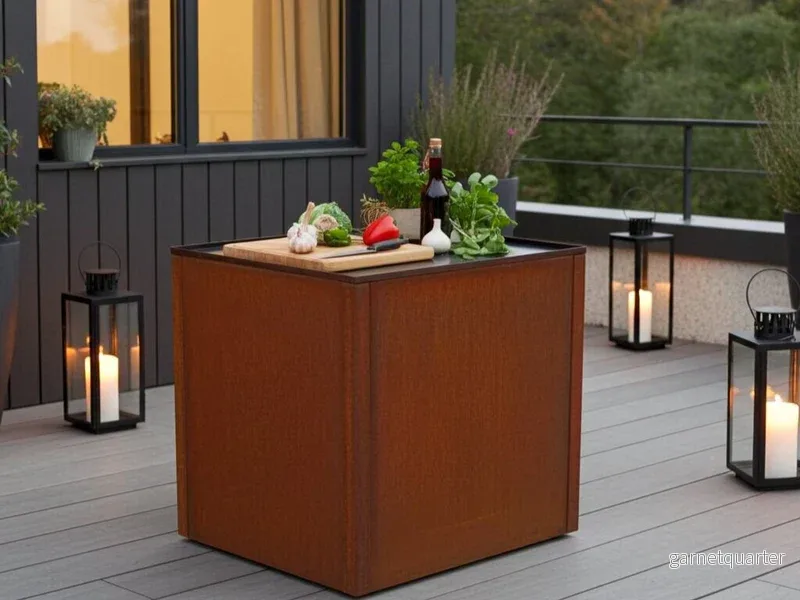 Utekök bord i cortenstål CUBY – 80 × 80 cm - Bild 2