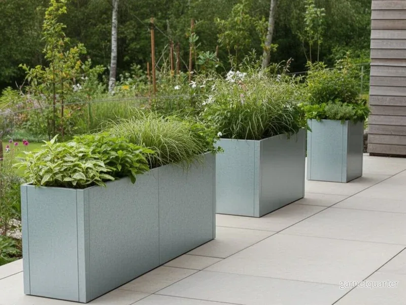 Blomlåda i galvaniserat stål CUBY – B40 x H80 cm, flera längder Blomlåda i galvaniserat stål CUBY – B40 x H80 cm, flera längder