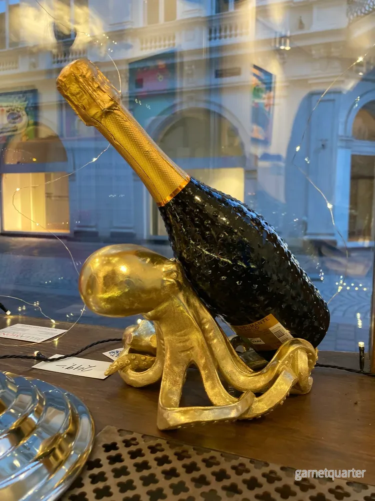 Guldfärgad Vinflaskhållare i Form Av Bläckfisk - Bild 3