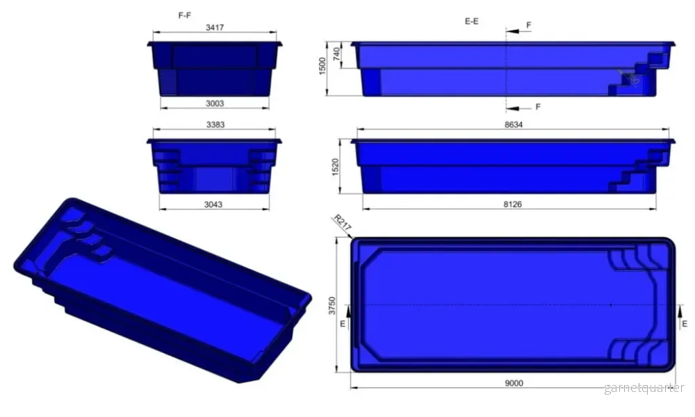 Glasfiberpool Fryken 9,00m x 3,75m x 1,50m - Bild 3