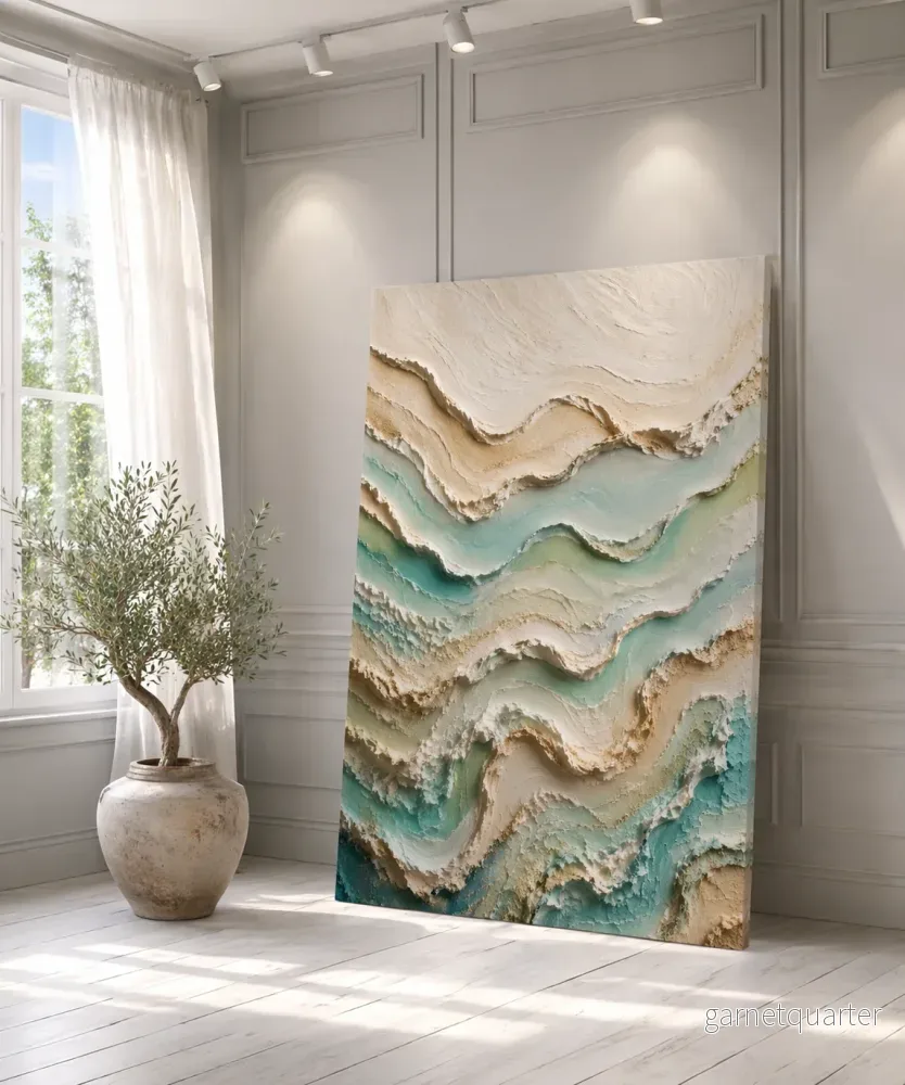 CELISTEA SANDSTORM KOLLEKTION - Abstrakt Havsstruktur Canvas Tavla – Premium Duk | Celistea Atelier - Bild 3