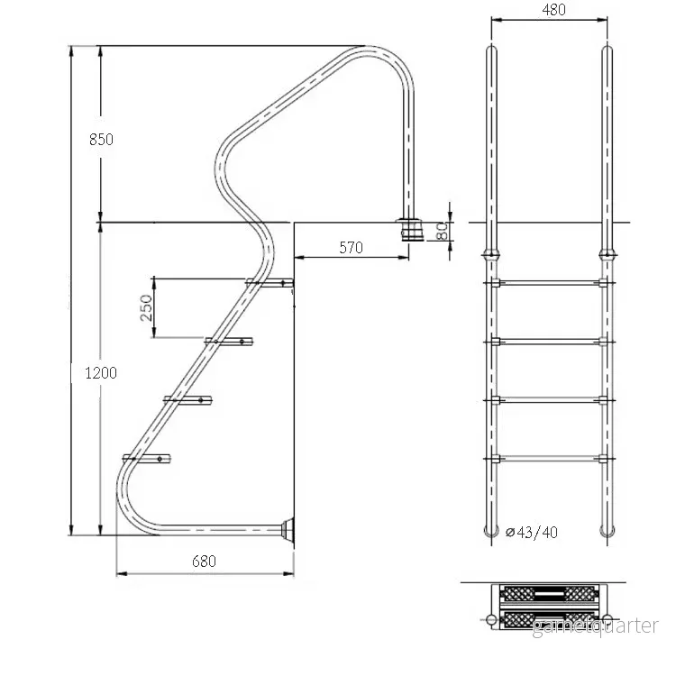 Mountfield Komfort poolstege i rostfritt stål – 4 steg - Bild 2