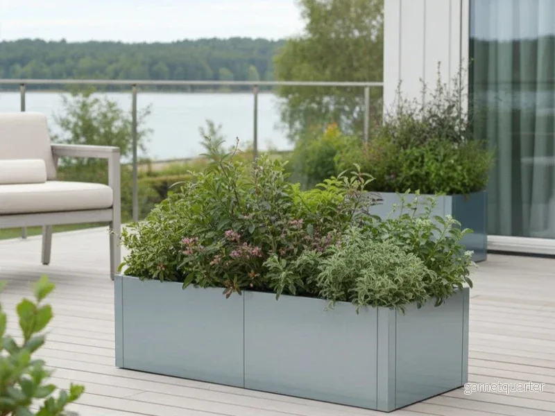 Blomlåda i galvaniserat stål CUBY 150 x 40 x H40 cm - Bild 2