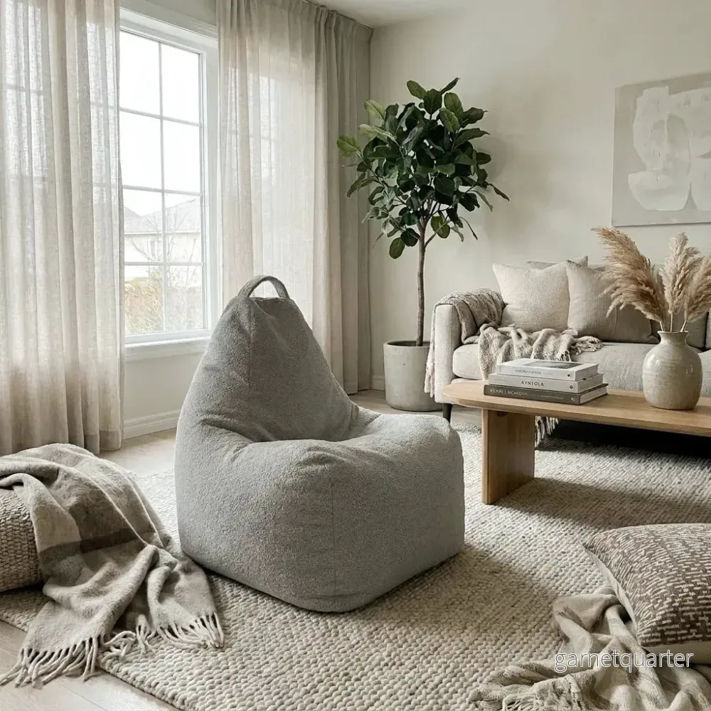 Sittsäck Play Teddy White Grey