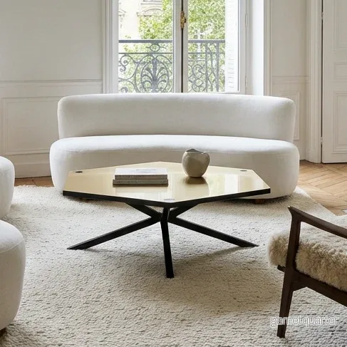 NEB Hexagonal Sofa Table With Top In Brass NEB Hexagonal Sofa Table With Top In Brass