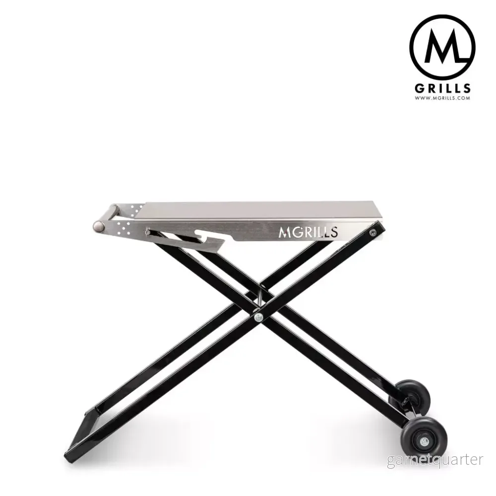 C4 Folding cart – Bord av rostfritt stål med hjul för M16 – M-Grills