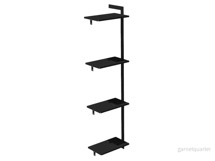 Förlängningsmodul AXIS 51 × H205 cm – svartlackerat, 4 hyllor