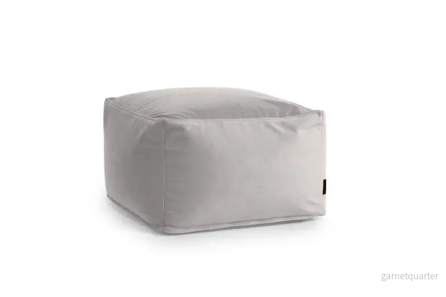 Stor sittpuff sammet Softbox Barcelona White Grey Stor sittpuff sammet Softbox Barcelona White Grey