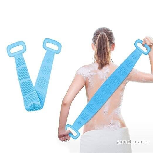 Smart silikon ryggskrubber för bad – 2 sidor & handtag. Hypoallergen (11 x 76 cm) Ljusblå