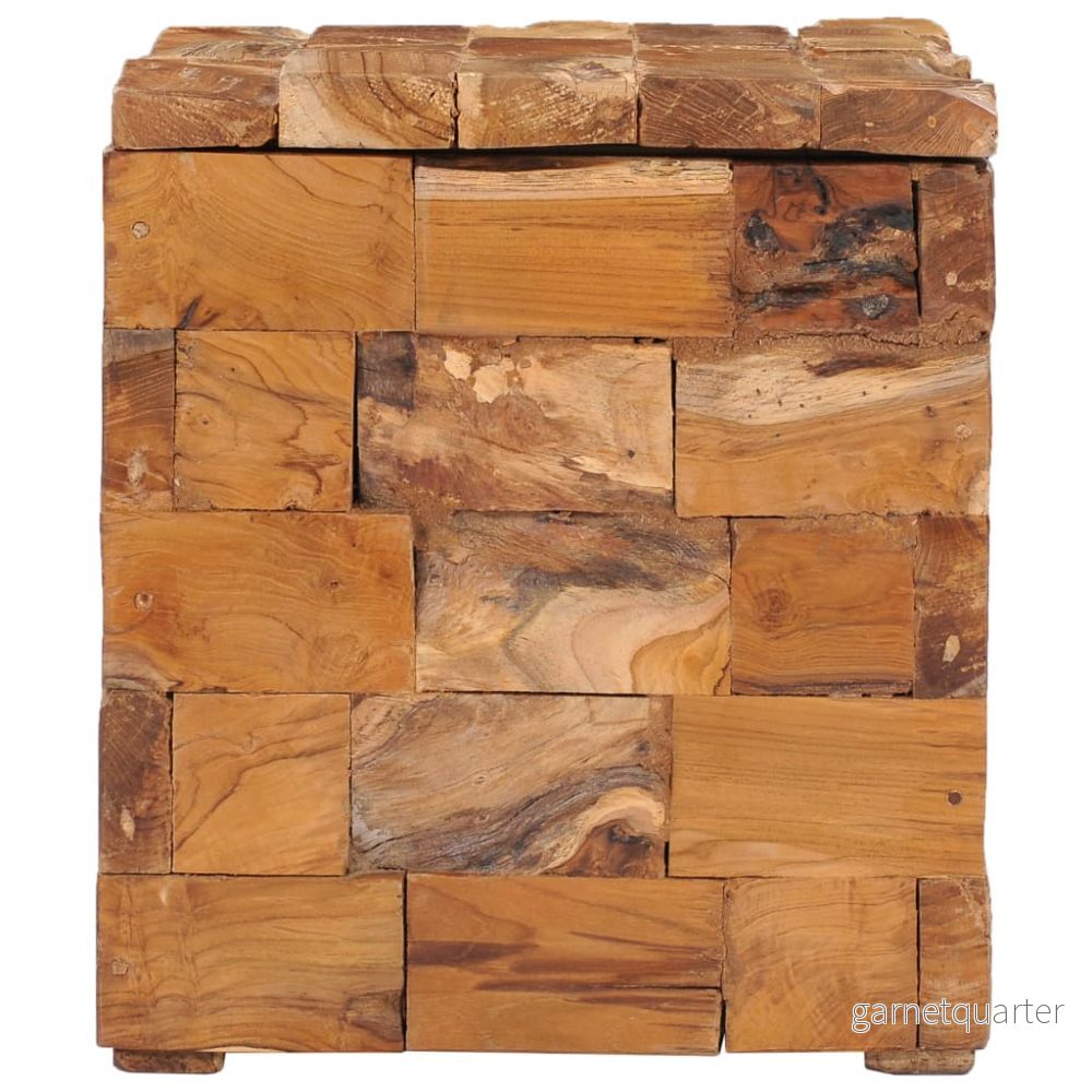 NNEVL Förvaringspall i massiv teak 40×40×45 cm – Natur - Bild 3