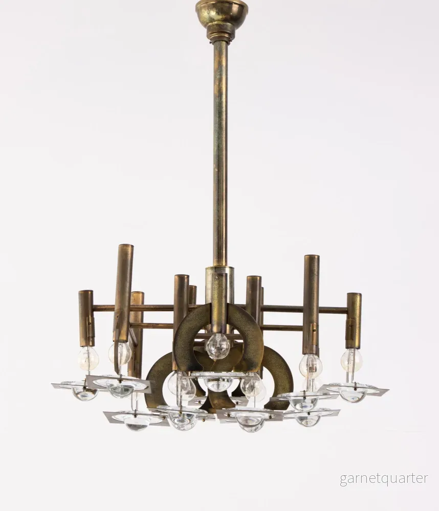 Italiensk Taklampa Oscar Torlasco för Limi Steel 1970-tal Nr A576