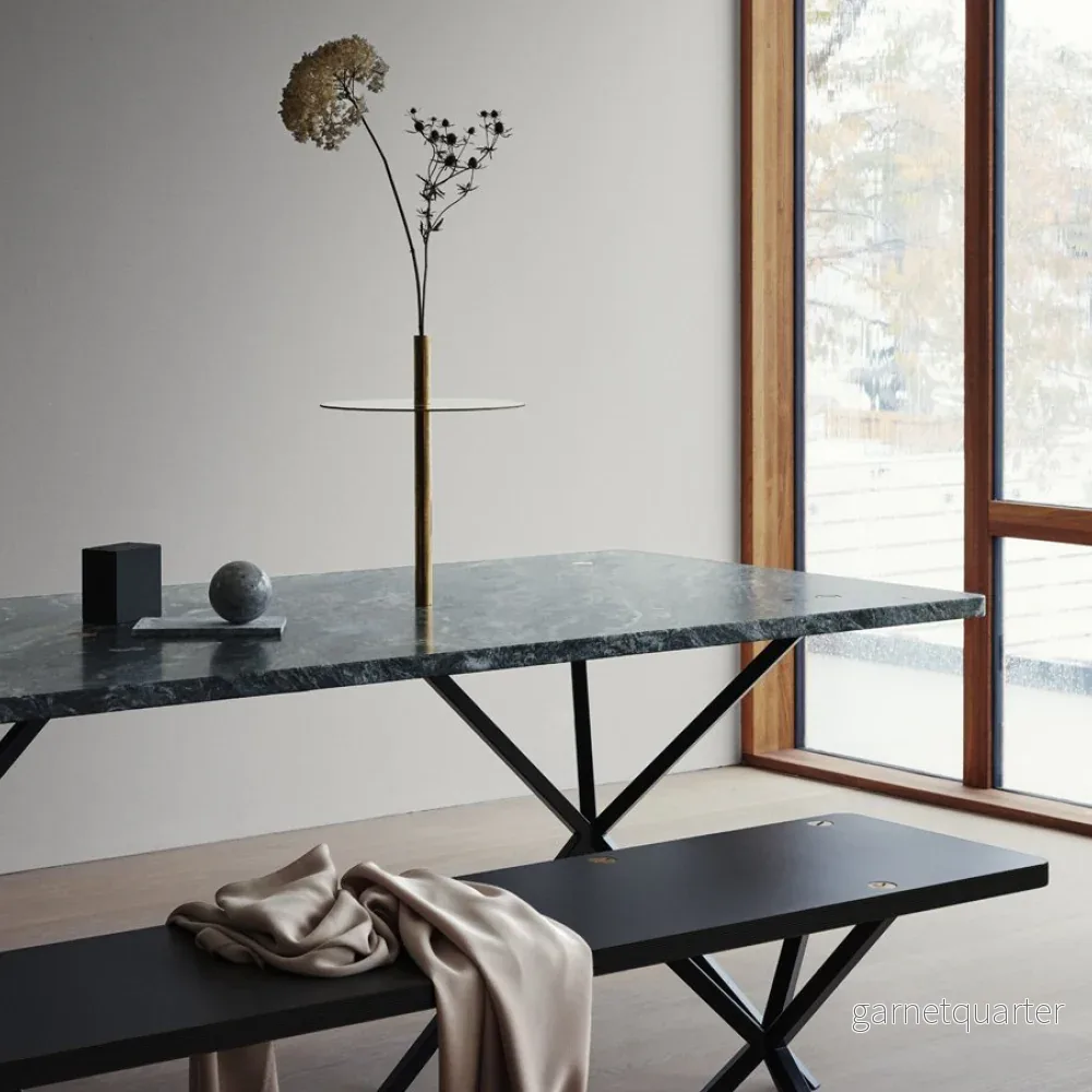 NEB Rectangular Table With Top In Verde Italia Granite NEB Rectangular Table With Top In Verde Italia Granite