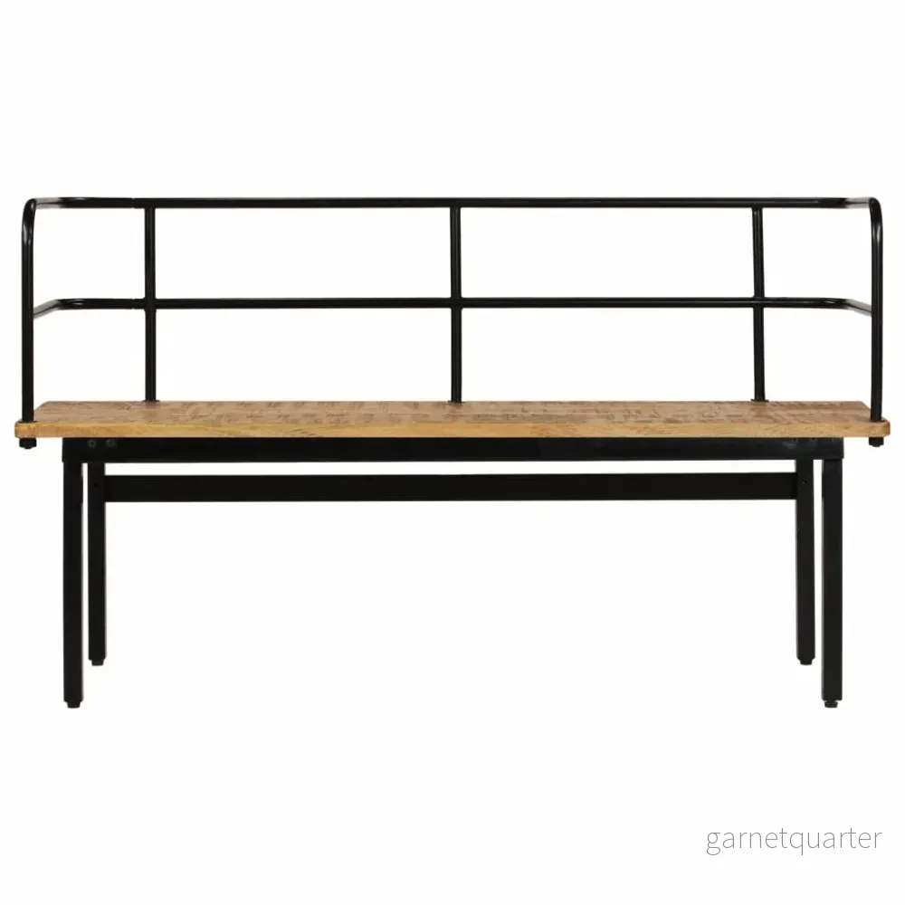 NNEVL Bänk 120×40×70 cm – Massiv mangoträ med industriben - Bild 2