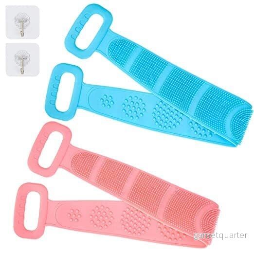 Smart silikon ryggskrubber för bad – 2 sidor & handtag. Hypoallergen (11 x 76 cm) Rosa (NYHET!)