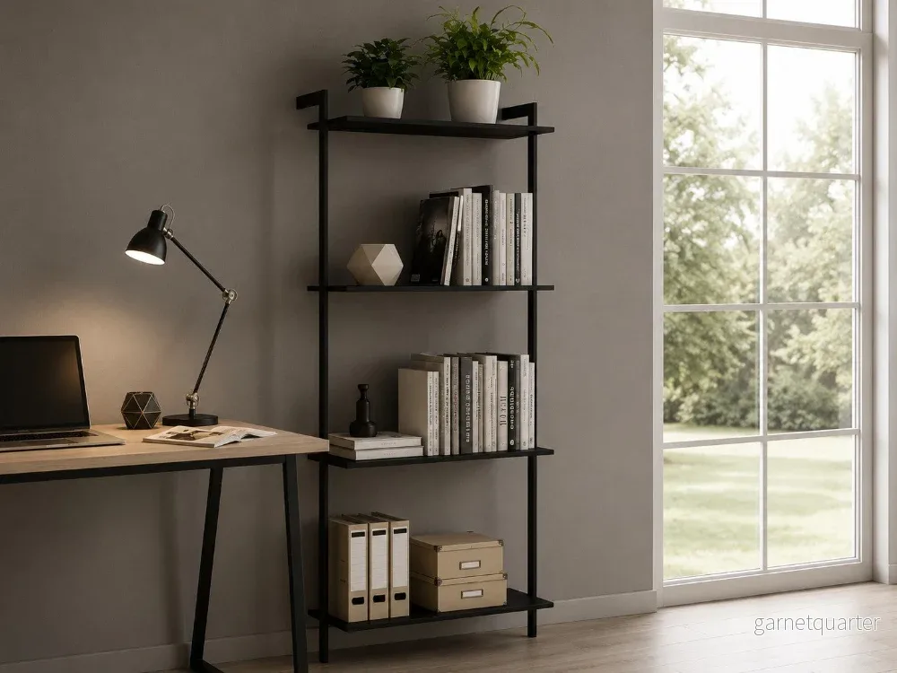 Garderobssystem AXIS – 72 × 205 cm, svartlackerat, 4 hyllor