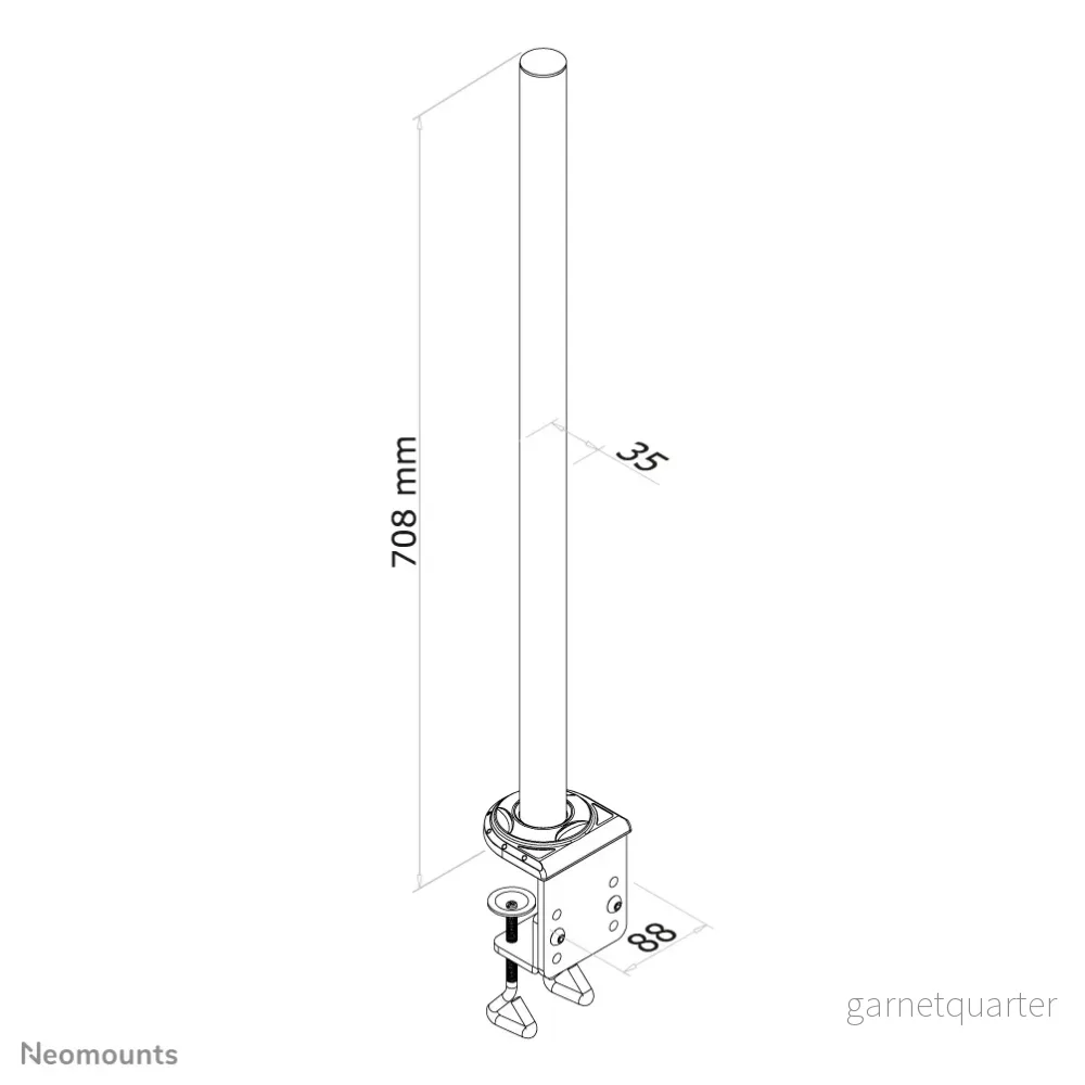 Neomounts FPMA-D935POLE är en stolpe på 70 cm hög för skrivbordsfästena Neomounts FPMA-D935 och Neomounts FPMA-D935D. - Bild 2