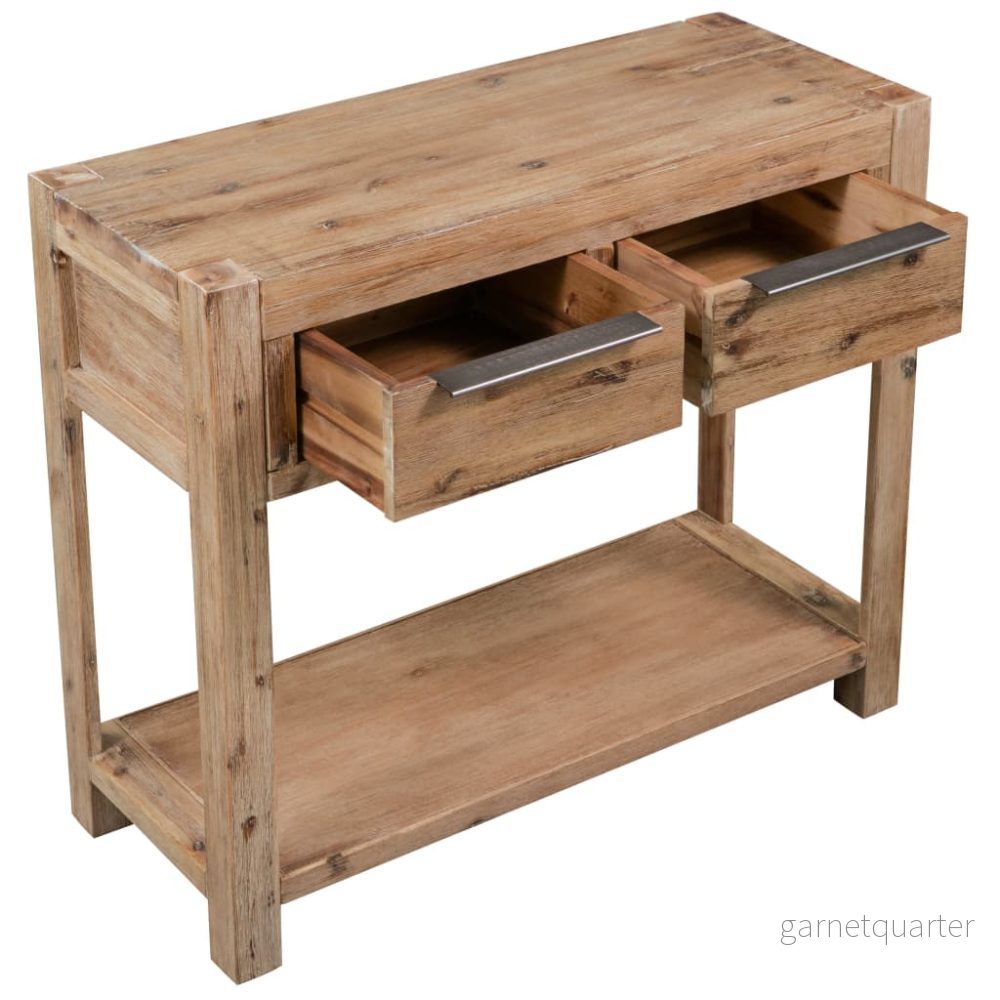 NNEVL Konsolbord 82×33×73 cm – Massiv akacia med 2 lådor - Bild 3