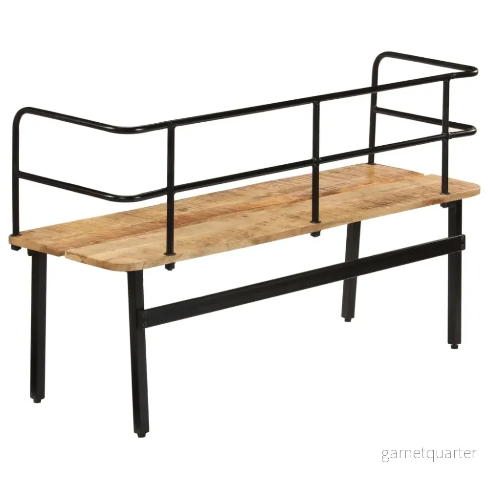 NNEVL Bänk 120×40×70 cm – Massiv mangoträ med industriben - Bild 3