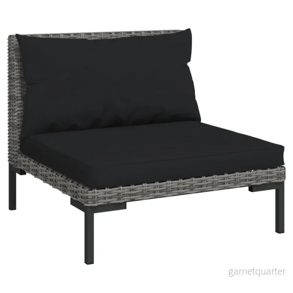 NNEVL 4-delars loungeset i mörkgrå polyrattan med dynor NNEVL 4-delars loungeset i mörkgrå polyrattan med dynor