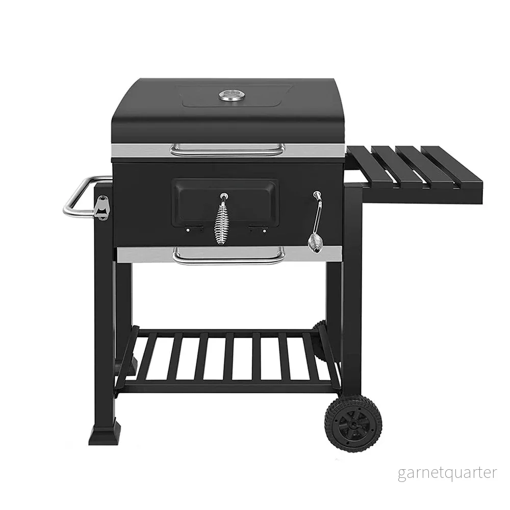 Multifunktionell grill – för grillning, stekning och rökning (med sidobord) Multifunktionell grill – för grillning, stekning och rökning (med sidobord)