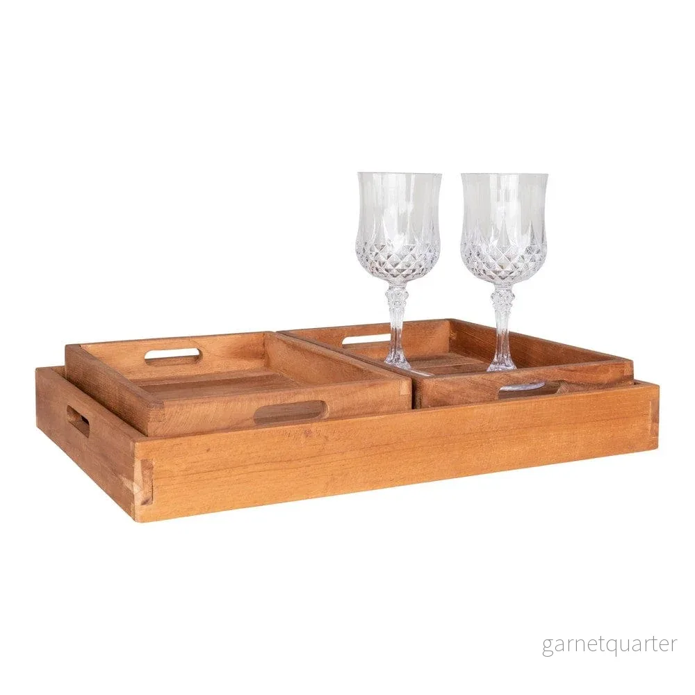 House Nordic Bricka Faro Teak 3-pack