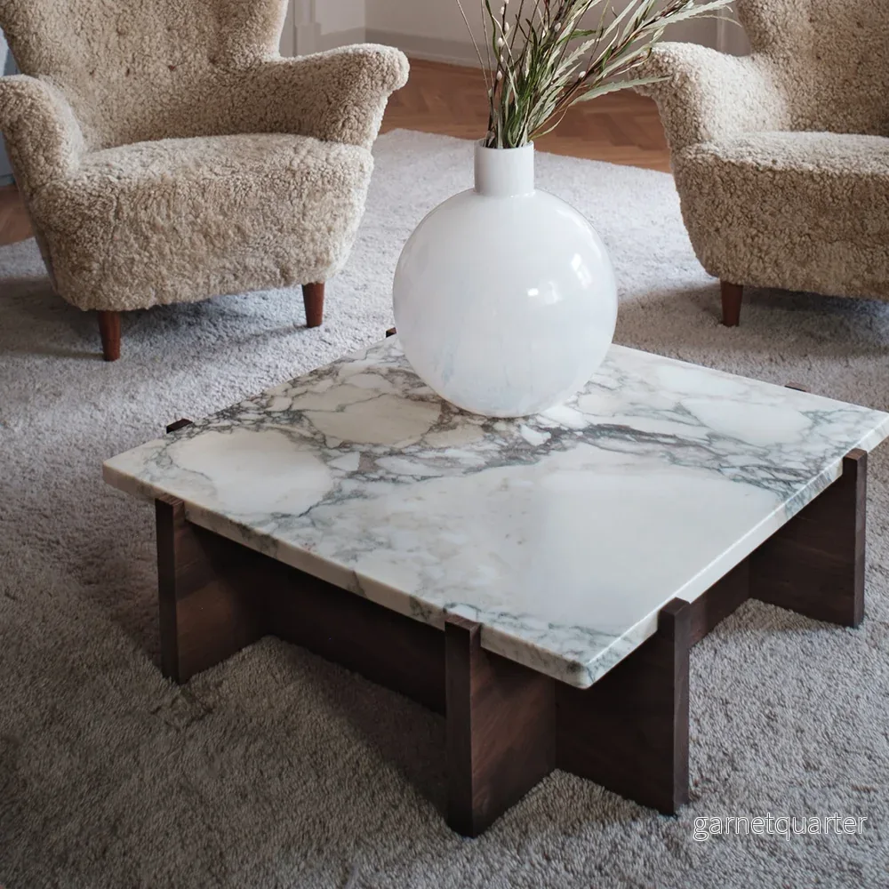 PS Bespoke Coffee Table in Calacatta and Walnut PS Bespoke Coffee Table in Calacatta and Walnut