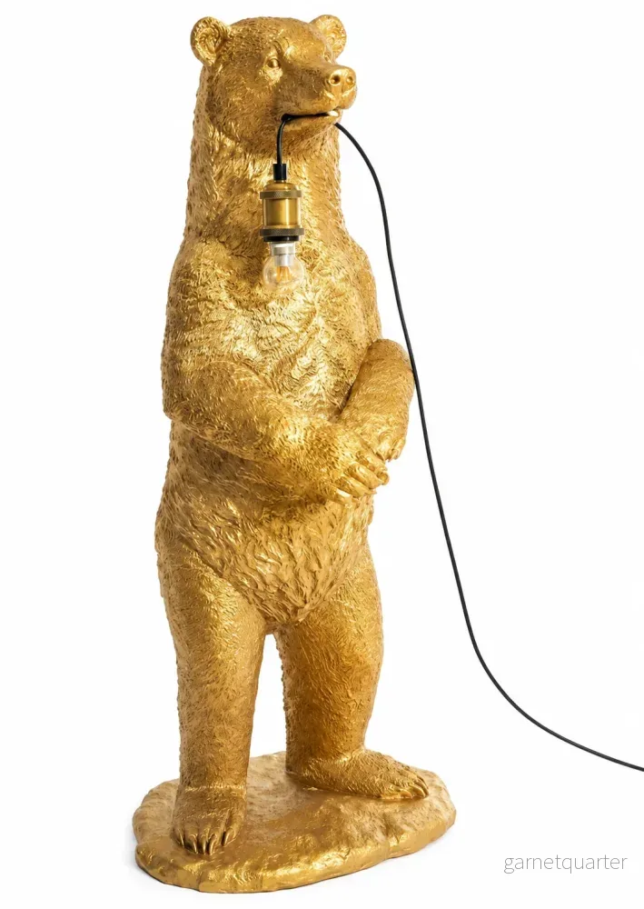 Golvlampa Björn i Antikguld – Skulptural Designlampa - Bild 2