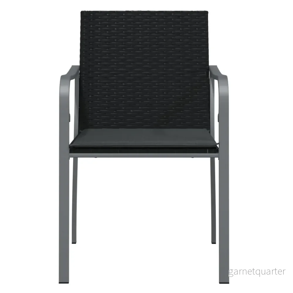 NNEVL Trädgårdsstolar med dynor 2 st – Svart 56x59x84 cm polyrattan - Bild 3