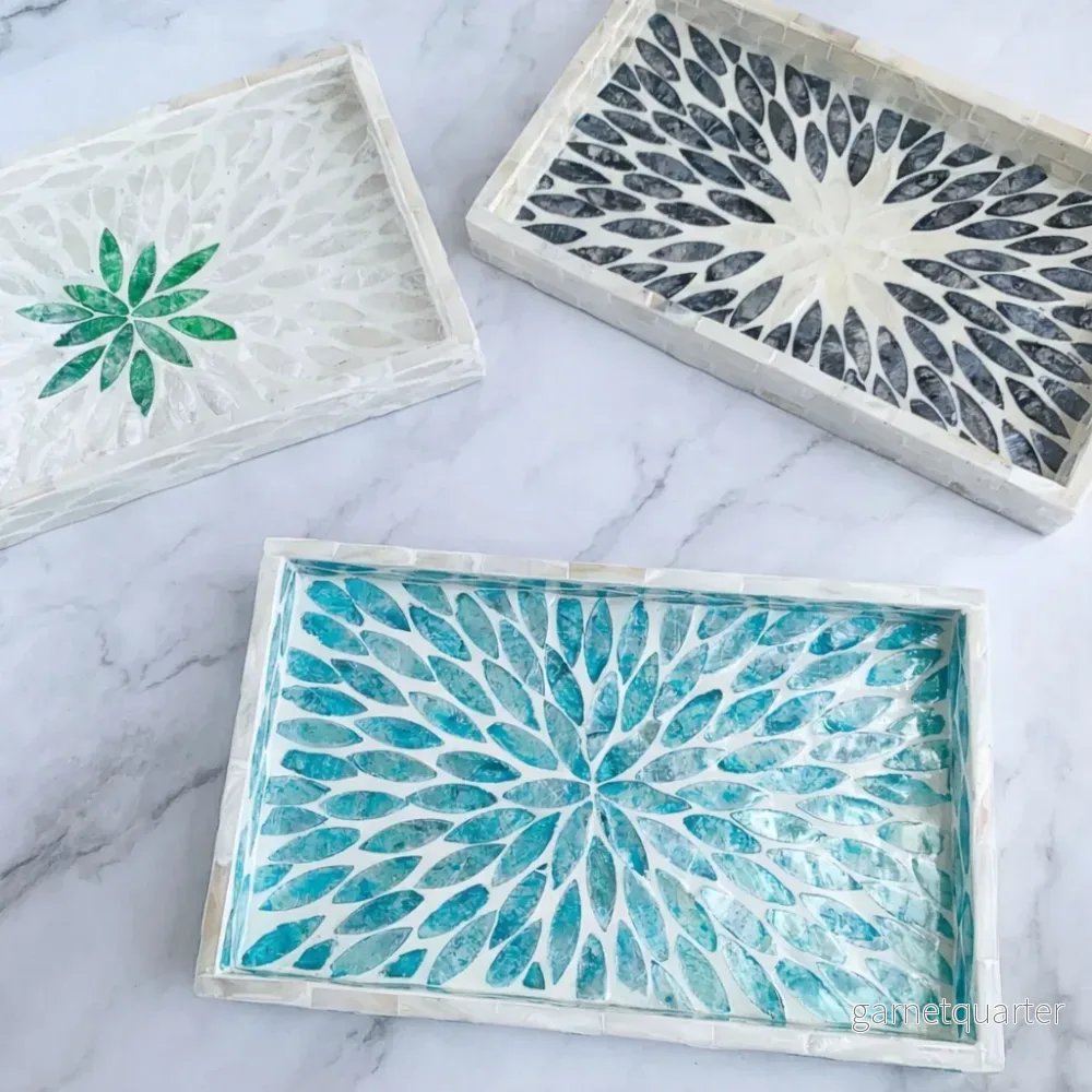 MOROCCO - Dekorativ bricka i snäckmosaik – rektangulär serverings- och förvaringsbricka - Bild 3