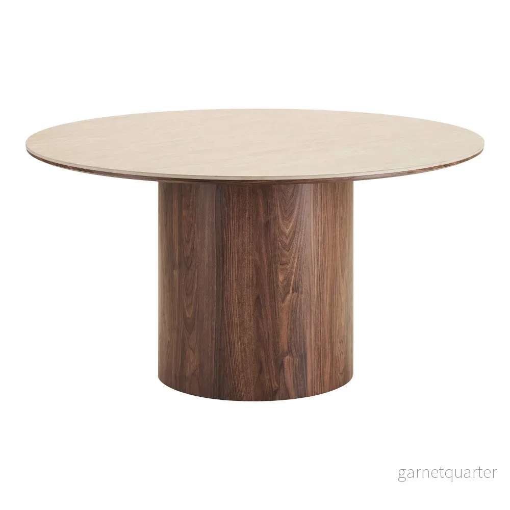 House Nordic Delphi matbord – travertin/mörkbrun, Ø140 cm